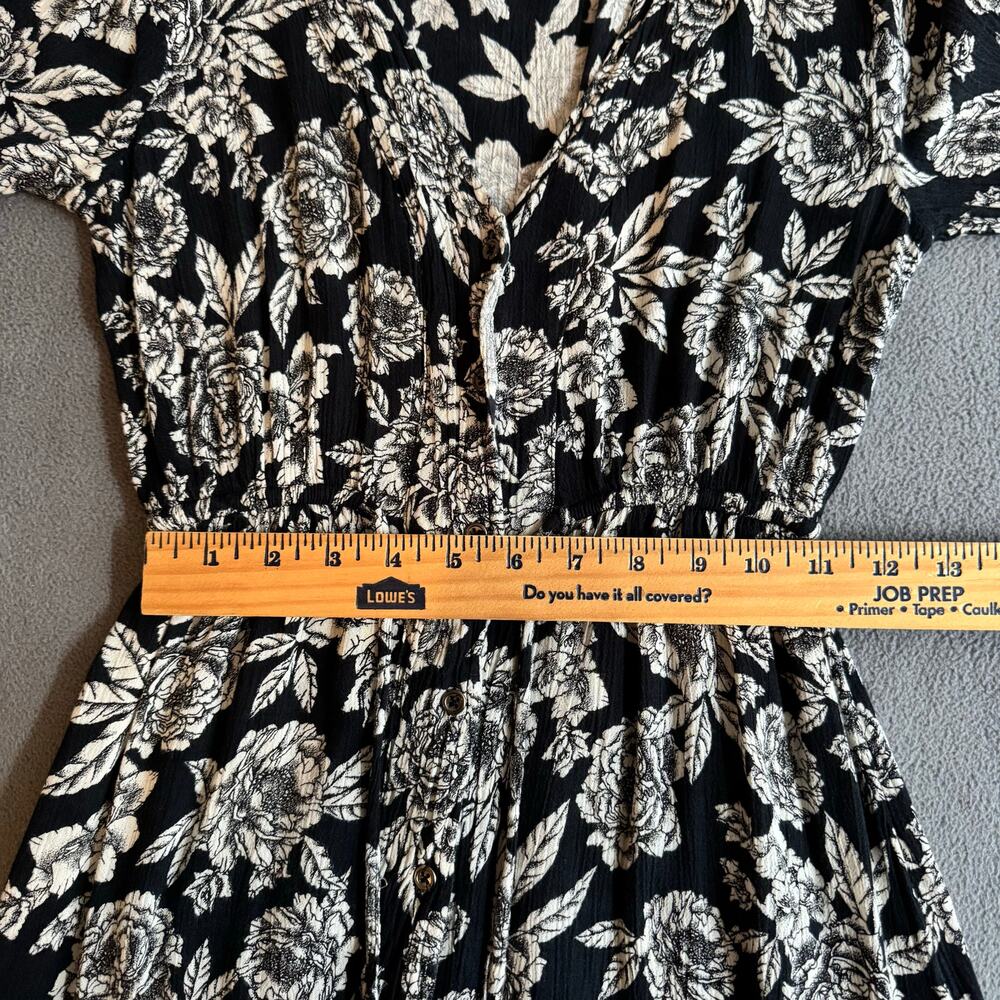 Billabong Allegra Floral Maxi Button Down Dress Womens S Black White Rayon - Picture 12 of 16